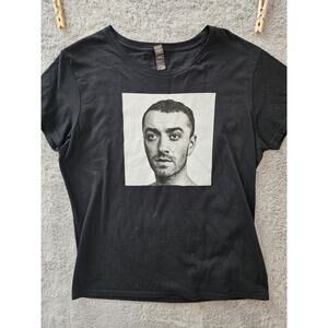 SAM SMITH Concert T Shirt Black Sam on Front 2018 Concerts on back‎ Ladies Large